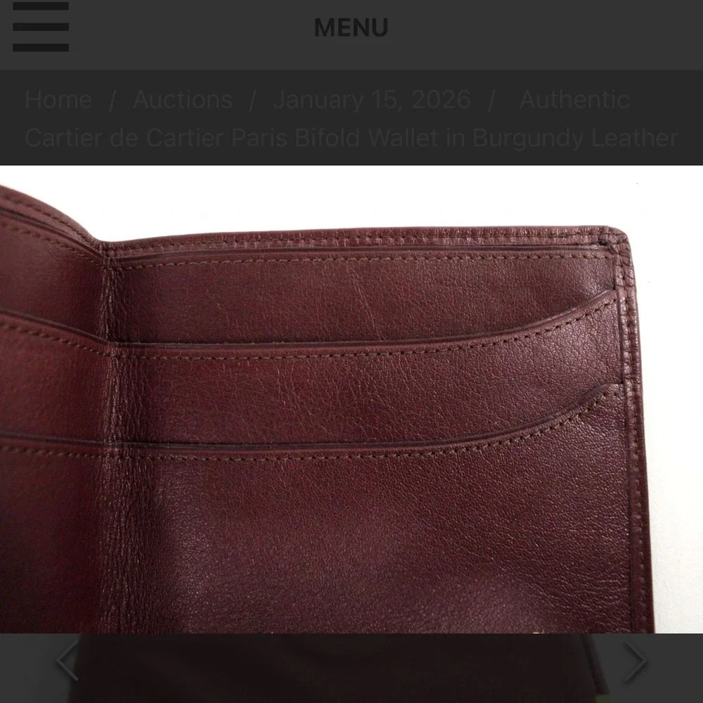 Authentic Cartier de Cartier Paris Bifold Wallet in Burgundy